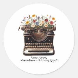 Adesivo Vintage TypeWrite e Wildflower Round Sticker