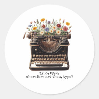 Adesivo Vintage TypeWrite e Wildflower Round Sticker