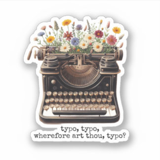 Adesivo Vintage Typewrite e Wildflower Sticker