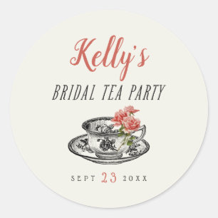 Adesivo Vintage Typografia Bridal Tea Party Favor Label
