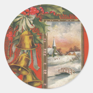 Adesivo Vintage "Um Feliz Natal" com Sinos de Natal