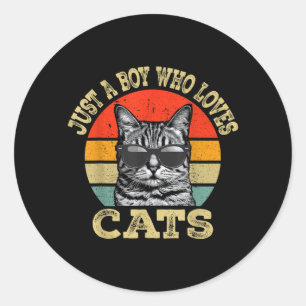 Adesivo Vintage Um Menino Que Ama Gatos Menino Gatinho Ama