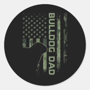 Adesivo Vintage Usa Camo Flag Proud English Buldog Pai Si
