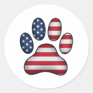 Adesivo Vintage USA Flag 4° De Julho Paw Print Patriotic