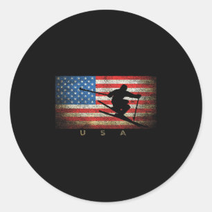 Adesivo Vintage Usa Skiing American Flag Clica Mulheres Me