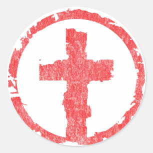 Adesivo Vintage vermelho da cruz do Grunge