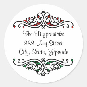 Adesivo Vintage vermelho e verde Scrollwork e pia batismal