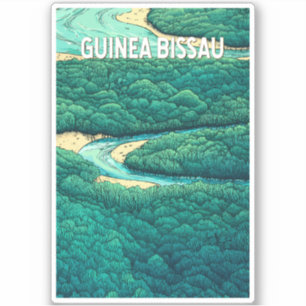Adesivo Vintage Viagem de Ilustração da Guiné Bissau