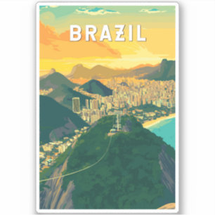 Adesivo Vintage Viagem de ilustração do Brasil