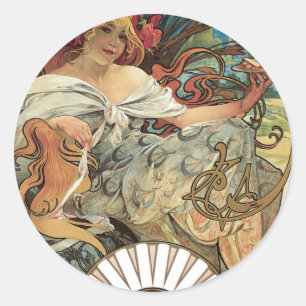 Adesivo Vintage Victorian Art Nouveau por Alphonse Mucha