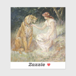 Adesivo Vintage Victorian Coquette Lady e Tiger