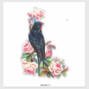 ADESIVO VINTAGE VICTORIAN FLORAL BIRD STICKER