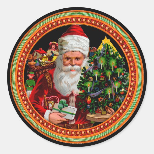 Adesivo Vintage Victorian Natal Santa Claus Sticker (Frente)