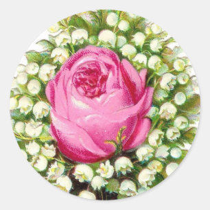 Adesivo Vintage Victorian Pink Rose & Lily do Vale