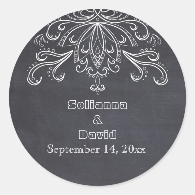 Adesivo Vintage vintage casamento rústico Salve a Data (Frente)