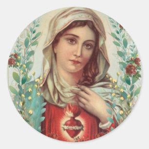 Adesivo Vintage Virgem Religiosa Mary Imaculada Coração