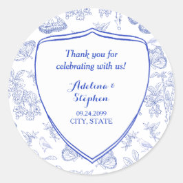 Adesivo Vintage Vitorian Elegant Crest Blue Toile Casament