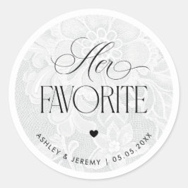 Adesivo Vintage White Lace Her Favorite Wedding Favor