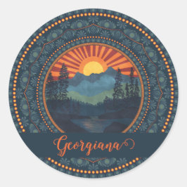 Adesivo Vintage Wilderness Personalizado Dot Sunset Mandal