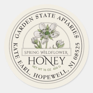 Adesivo Vintage Wildflower Honey Label Ivory
