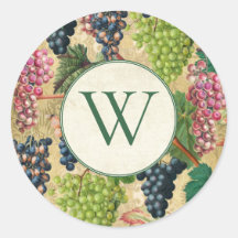 Vintage Wine Graphics Monograma Classic Round Stic