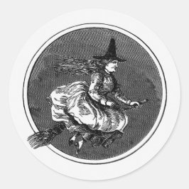 Adesivo Vintage Witch On Broom Halloween