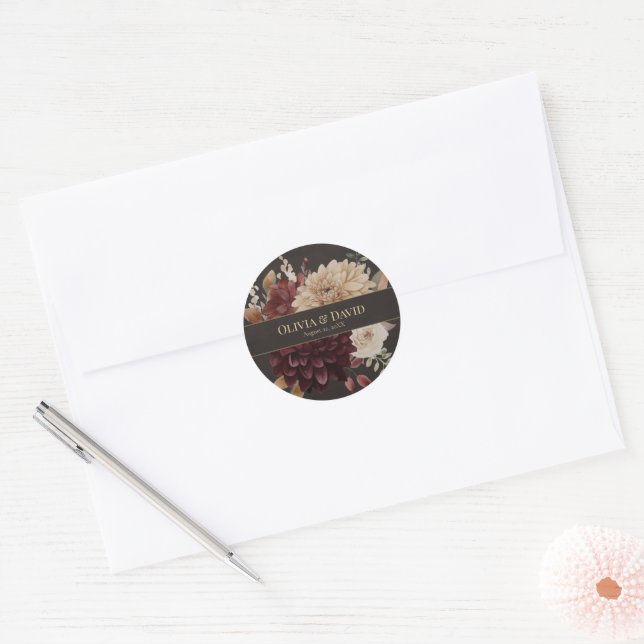 Adesivo Vintage Witchy Floral Wedding Round Sticker (Envelope)