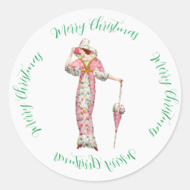 Adesivo Vintage Woman Fashion e saudação de Natal