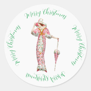 Adesivo Vintage Woman Fashion e saudação de Natal
