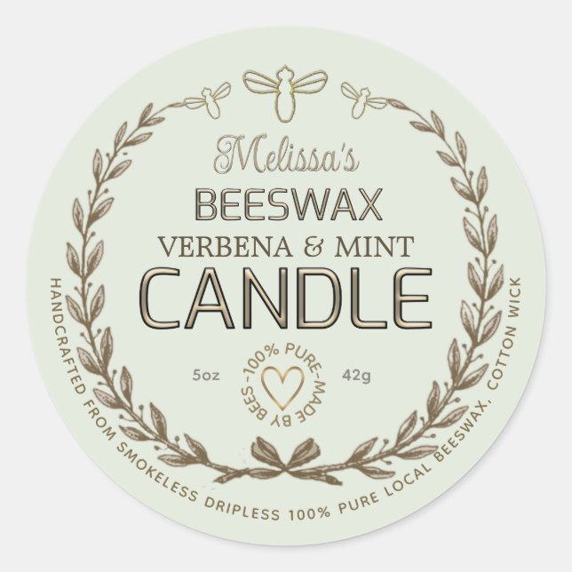 Adesivo Vintage Wreath Bee Heart (Frente)