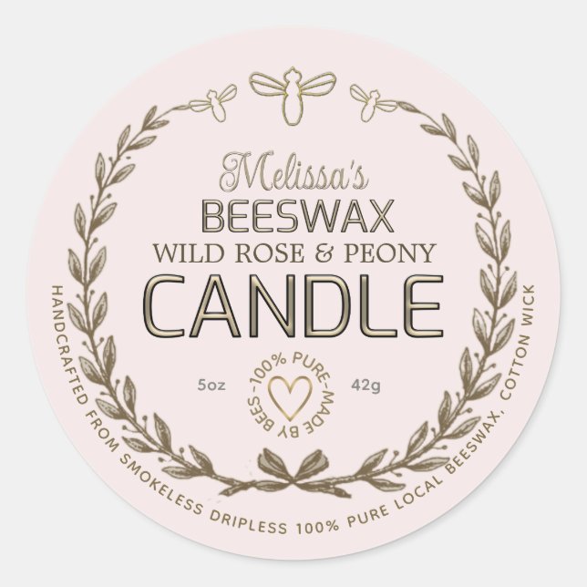 Adesivo Vintage Wreath Bee Heart (Frente)