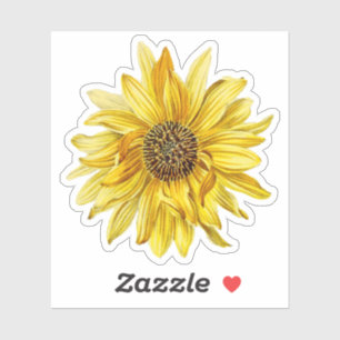 Adesivo Vintage Yellow Sunflower Floral Sticker