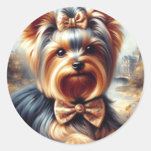 Adesivo Vintage Yorkshire Terrier Painting