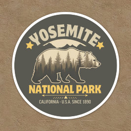 Adesivo Vintage Yosemite Bear Forest Graphic