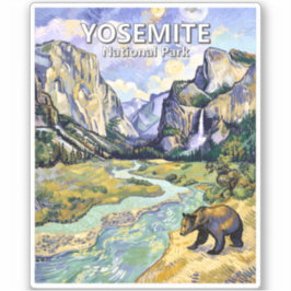 Adesivo Vintage Yosemite El Capitan Bear Tunnel View Paint