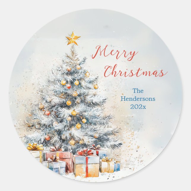 Adesivo Vintagem de Árvore de Natal Elegante (Frente)