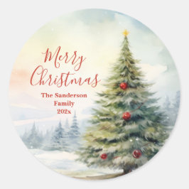Adesivo Vintagem de Árvore de Natal Evergreen