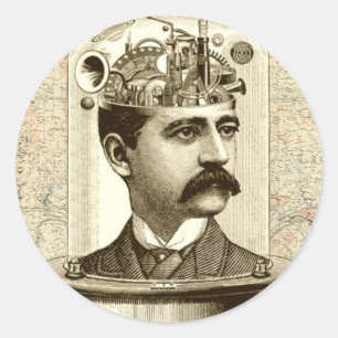 Adesivo Vintagem do Clock-Work Brain STEAMPUNK