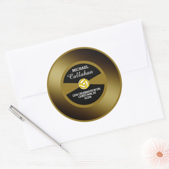 Adesivo Vinyl 45 Registro Dourado Endereço Pessoal (Envelope)