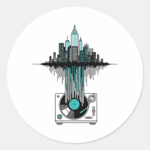 Adesivo Vinyl City Soundwave   Jogador de Registro Minimal