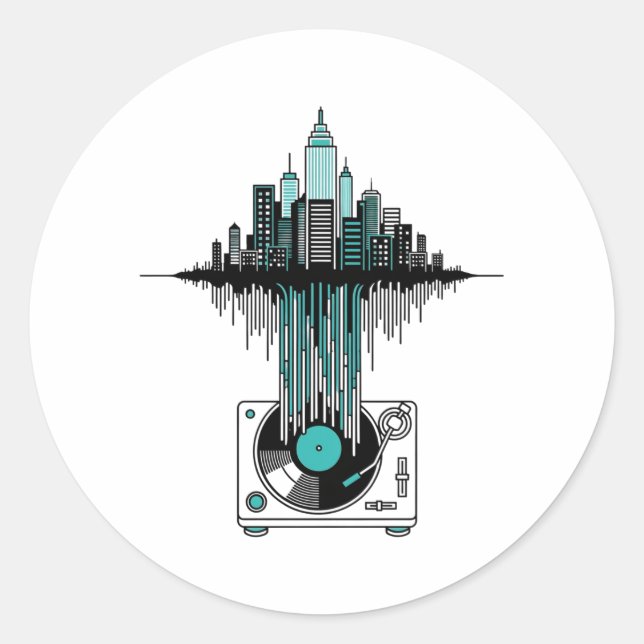 Adesivo Vinyl City Soundwave | Jogador de Registro Minimal (Frente)
