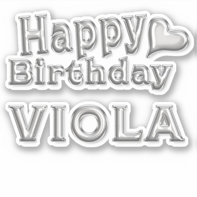 Adesivo Viola Happy Birthday silver Aufkleber Sticker (Frente)