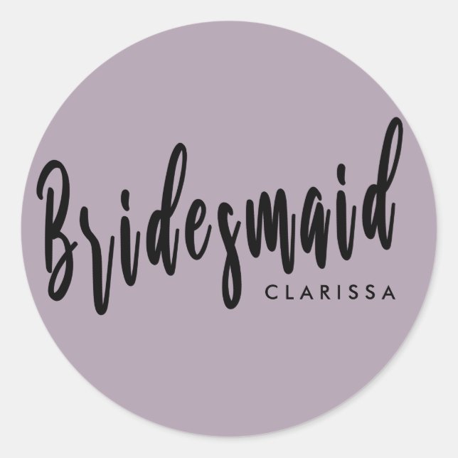 Adesivo Violet & Black Bridesmaid Elegante (Frente)