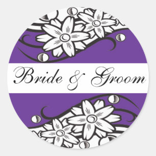 Adesivo Violet Floral Bride & Groom Envelope Seals