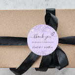 Adesivo Violet lavanda confetti obrigado seu casamento<br><div class="desc">Um fundo na moda violeta,  lavanda colorido,  decorado com confete. Com o texto: Obrigado por compartilhar nosso dia especial,  com um coração pequeno. Personalize e adicione seus nomes.</div>