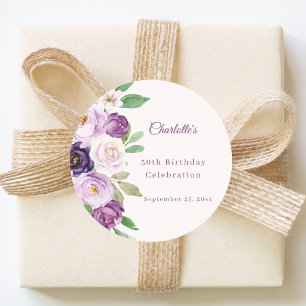 Adesivo Violet lilás flores rosa aniversário