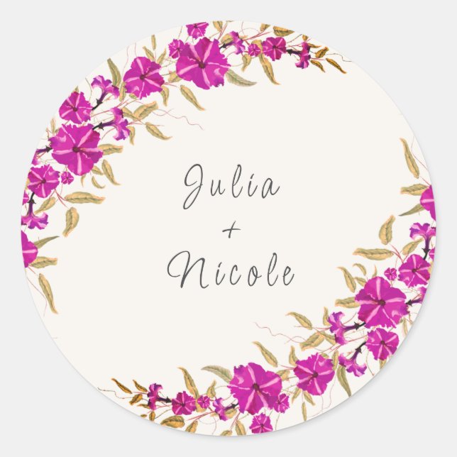 Adesivo Violeta Jardim Casamento Flor de Trombeta Selvagem (Frente)