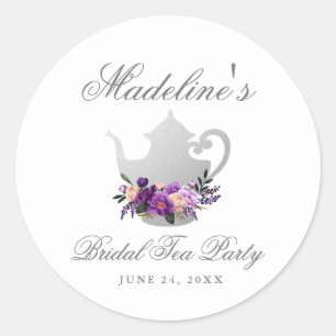 Adesivo Violeta roxa do chá de panela do tea party