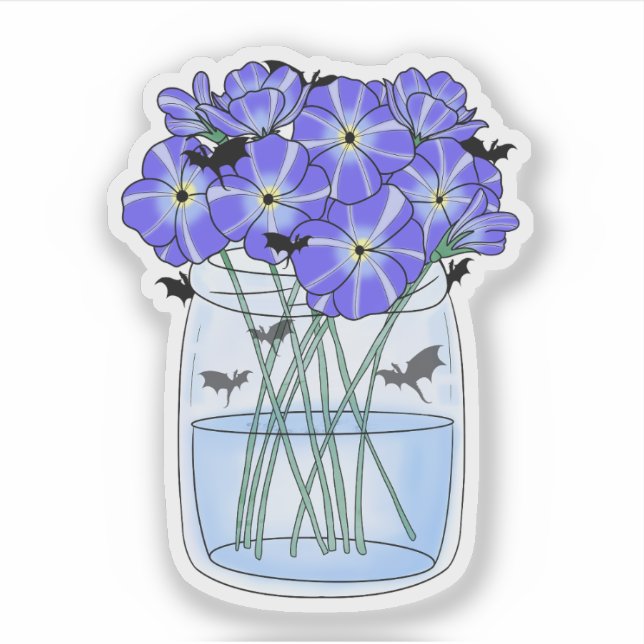 Adesivo Violetas em um jarro com pequenos dragões (Frente)