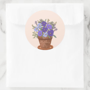 Adesivo Violetas Roxas em um Vaso – Arranjo Floral do Dia